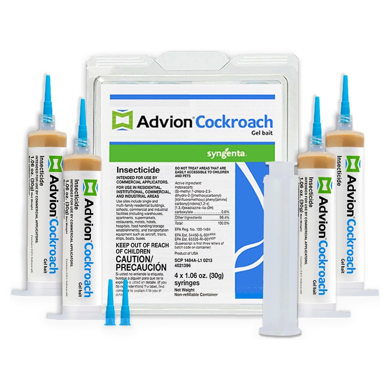 Advion Cockroach Gel Bait, 4 Tubes x 30-Grams, 1 Plunger and 2 Tips, German Roach Insect Pest Control, Indoor and Outdoor Use, Roach Killer Gel for American, German and Other Major Cockroach Species