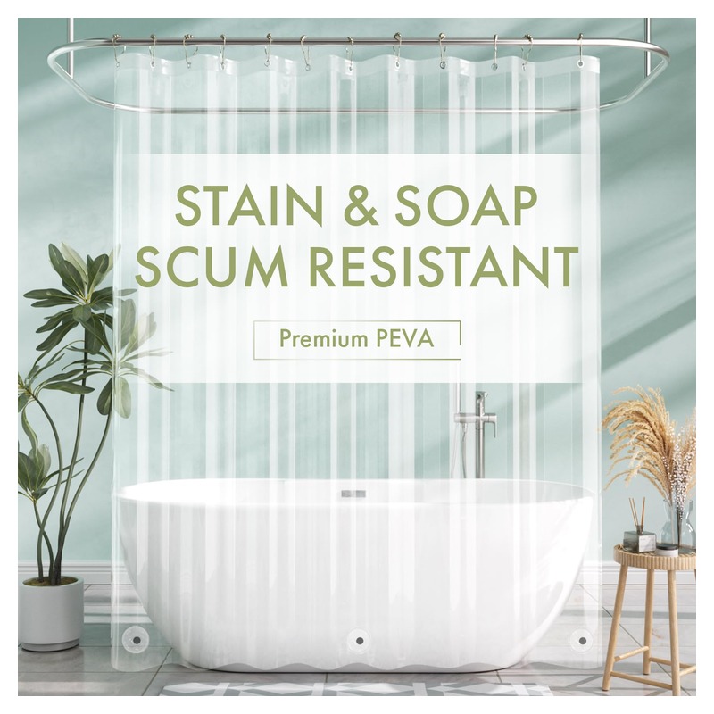 AmazerBath Shower Curtain Liner, 72x72 Clear Shower Curtain Liner, Waterproof Plastic Shower Liner, Cute Lightweight PEVA Shower Curtain for Bathroom with 3 Magnets and 12 Rustproof Metal Grommets