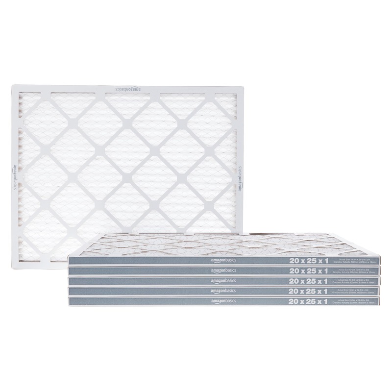 Amazon Basics 20x25x1 Air Filter 6-Pack, MERV 8 AC Furnace Filters, Removes Dust, Electrostatic, Allergy Control (Actual Size: 19.75