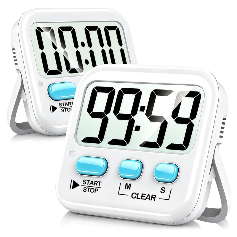 Antonki 2 Pack Digital Timer for Kids, Magnetic Countdown Kitchen Timers for Cooking, Egg, Classroom, Teacher, Exercise, Study, Oven - Battery Included