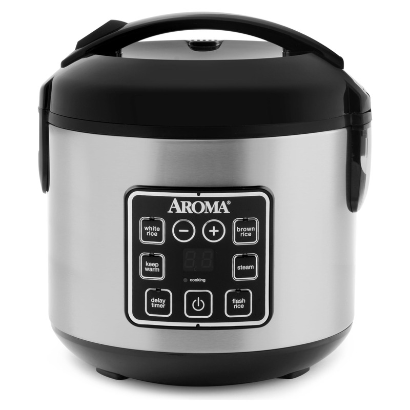 AROMA Digital Rice Cooker, 4-Cup (Uncooked) / 8-Cup (Cooked), Steamer, Grain Cooker, Multicooker, 2 Qt, Stainless Steel Exterior, ARC-914SBD