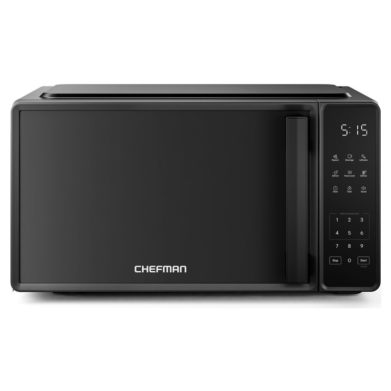 Chefman Countertop Microwave Oven 0.7 Cu. Ft., 700 Watts with 10 Power Levels, 6 Cooking Presets with One-Touch Express Cook, Eco Mode, Child Safety Lock, & Mute Button - Black