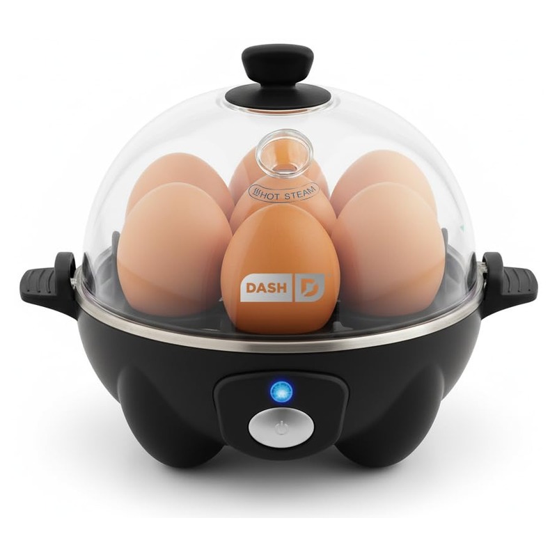 Dash Rapid Egg Cooker - Boiler, Poacher & Steamer - Includes Measuring & Recipe Guide - Dishwasher Safe - BPA Free - Holds 7 Eggs, Black