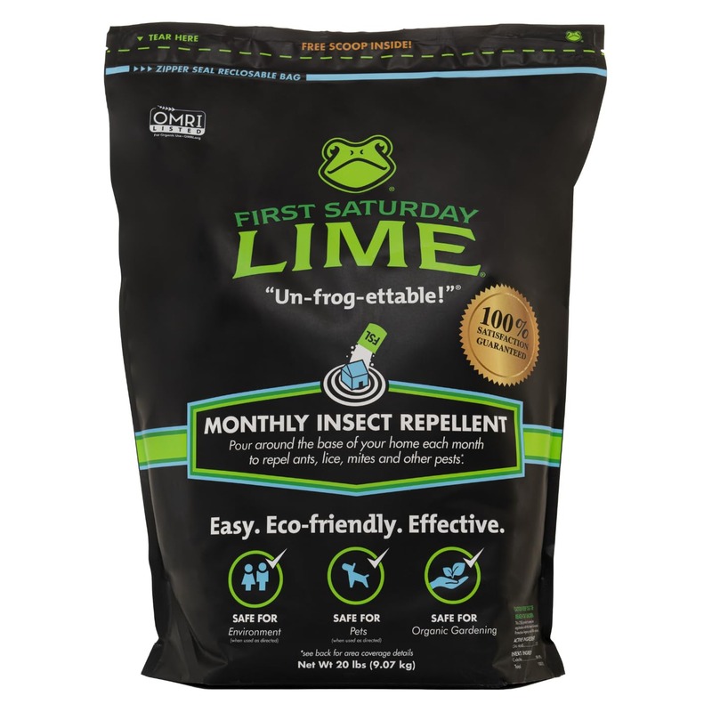 First Saturday Lime Insect Deterrent 20LB | Monthly Insect Barrier | Multi-Purpose Natural Repellent for Outdoors | Deters Ants, Ticks, Fleas & Others