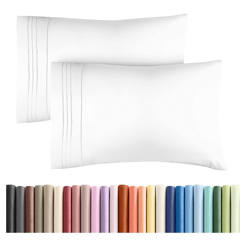 King Pillow Cases Set of 2 - Ultra Soft Hotel Quality Pillowcase Covers - Comfy, Cozy & Wrinkle Free - Shrinkage, Stain and Fade Resistant - Machine Washable Pillow Protectors - 2 Piece Set - White