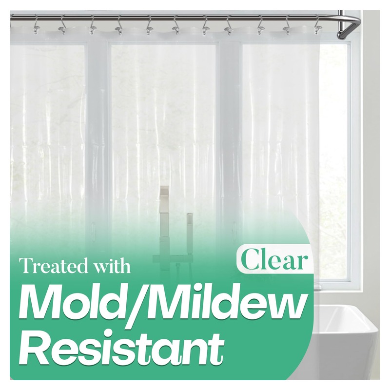 Mrs Awesome Clear Shower Curtain Liner with 3 Magnets, 72x72 Premium Flexible Sturdy Plastic Shower Curtain for Bathroom Lightweight, Waterproof, Clear