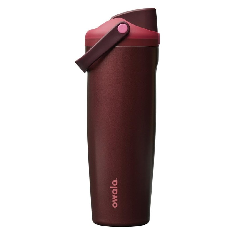 Owala FreeSip Sway Insulated Stainless Steel Water Bottle with Two-Way Spout, Built-In Straw and Bucket Handle, Made for Travel, School, and Sports, 30oz, BPA Free, Leak Proof, Black Cherry
