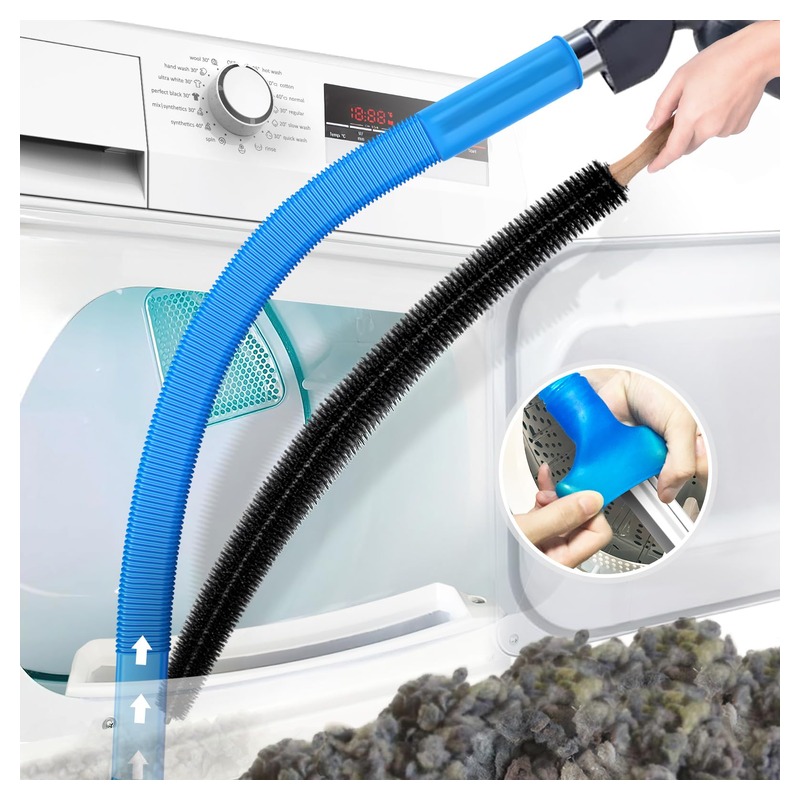PetOde 2 Pieces Dryer Vent Cleaner Kit Compatible with Most Vacuum Cleaner, Dryer Lint Brush and Vacuum Hose Attachment with Universal Connector, Quickly Lint Remover