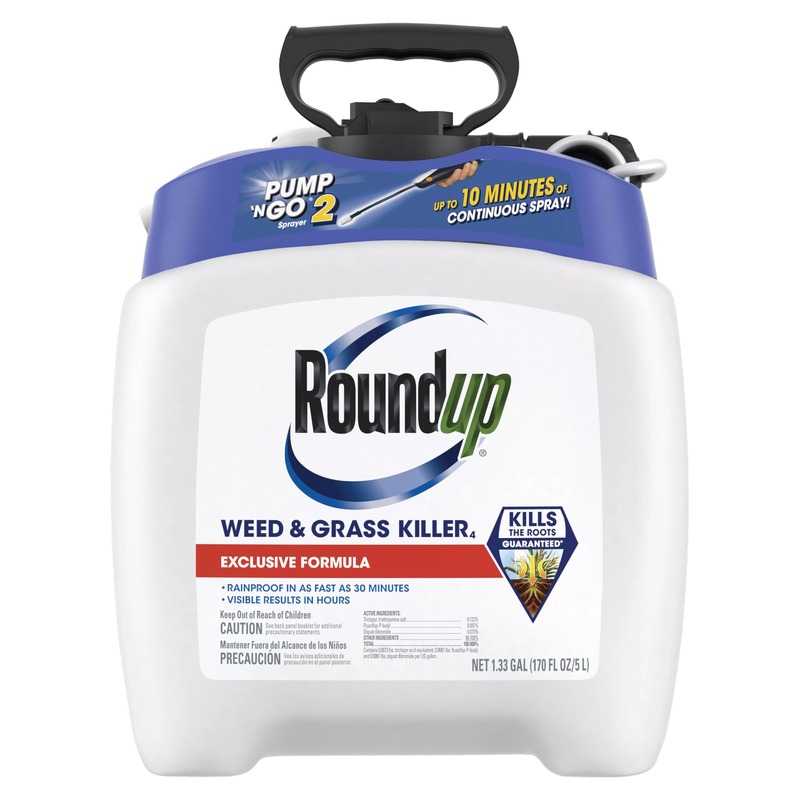 Roundup Weed and Grass Killer₄ with Pump 'N Go 2 Sprayer, Use in and Around Flower Beds, Trees & More, 1.33 gal.