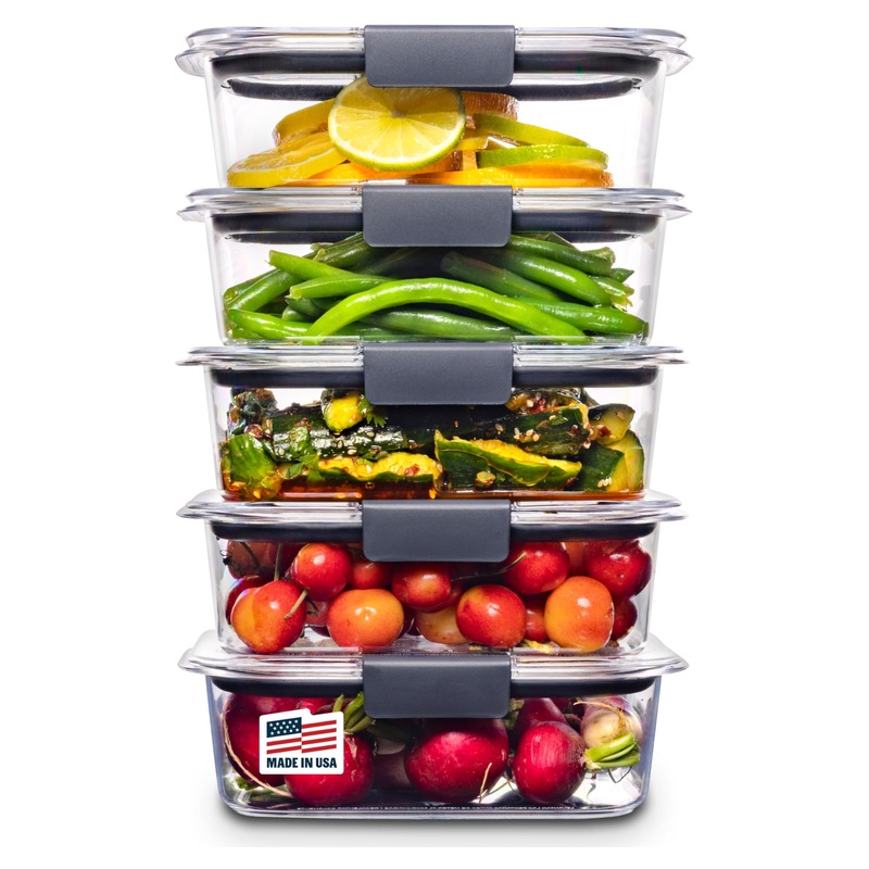 Rubbermaid Brilliance Tritan Plastic Food Storage Containers BPA Free Airtight Lids Ideal for Lunch Meal Prep & Leftovers Set of 5 (3.2 Cup)