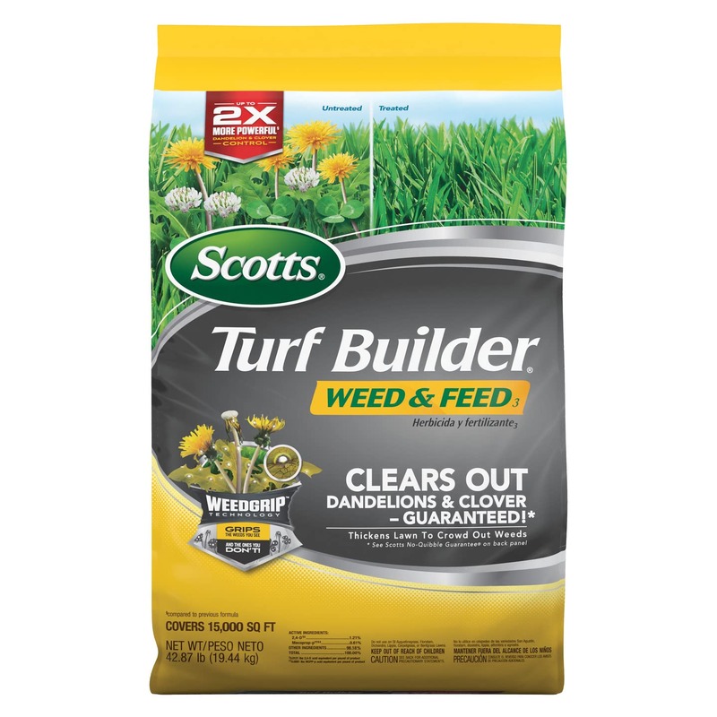 Scotts Turf Builder Weed and Feed3 - Weed Killer Plus Lawn Fertilizer, Controls Dandelion and Clover, Grass Fertilizer For Up To 15,000 sq. ft., 42.87 lbs.