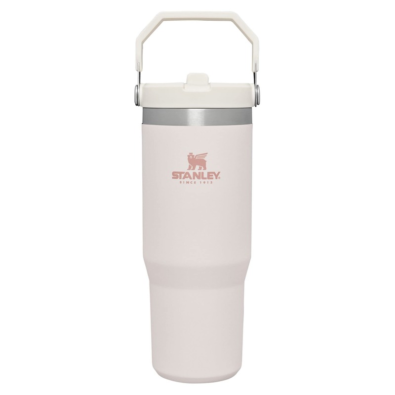 STANLEY IceFlow Flip Straw Tumbler with Handle 30 oz | Twist On Lid and Flip Up Straw | Leak Resistant Water Bottle | Insulated Stainless Steel |BPA-Free | Rose Quartz 1.0