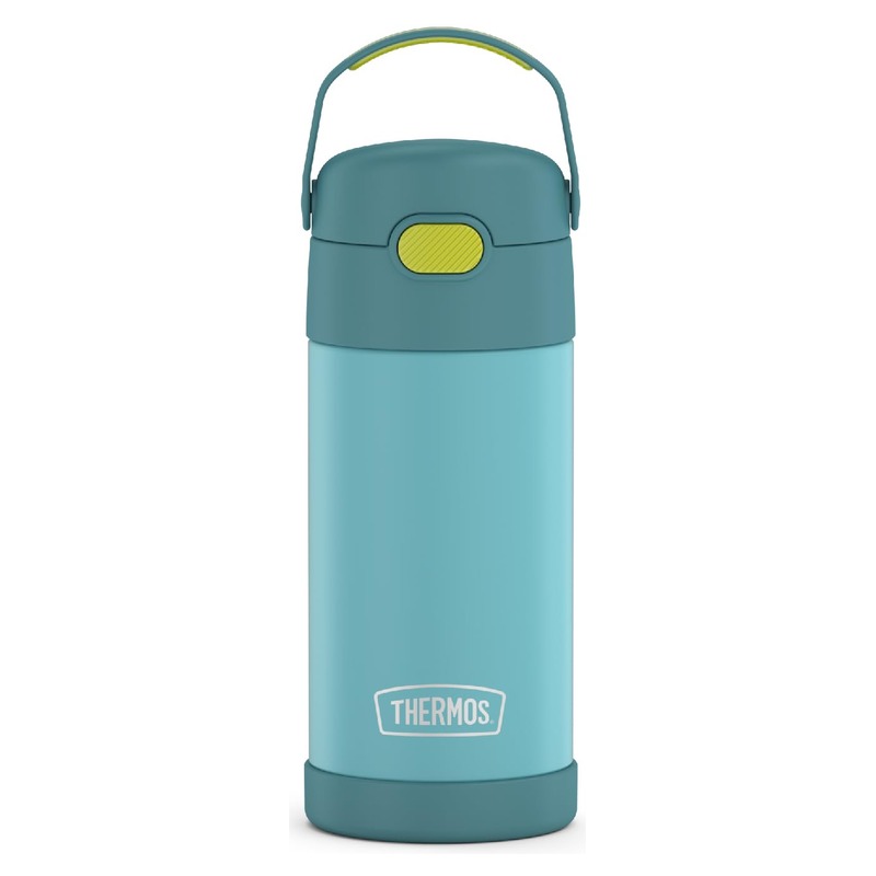 THERMOS FUNTAINER Water Bottle with Straw - 12 Ounce - Kids Stainless Steel Vacuum Insulated Water Bottle with Lid, Blue/Green