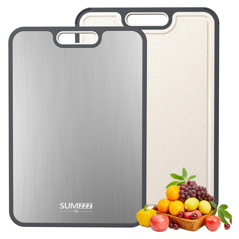 Titanium Cutting Board for Kitchen, Cutting Board Double Sided Food Grade, Pure Titanium/PP, Easy to Clean Large Size 15”×10.3”