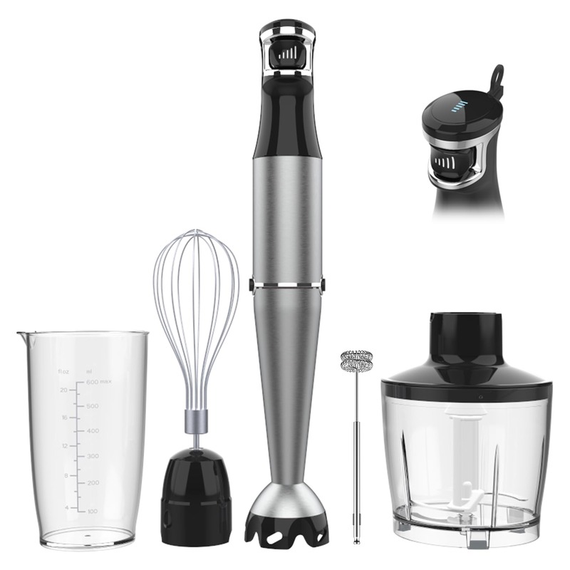 Turelar Immersion Blender Handheld Corded Hand Blenders Set 1100W, Trigger Variable Speed 5 in 1 Stick Emulsifier with Chopper, Whisk and Frother for Soup, Baby Food and Smoothies,Black